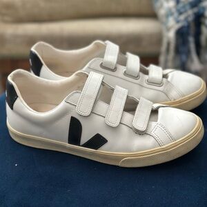Veja White and Black Velcro Sneakers Size 9